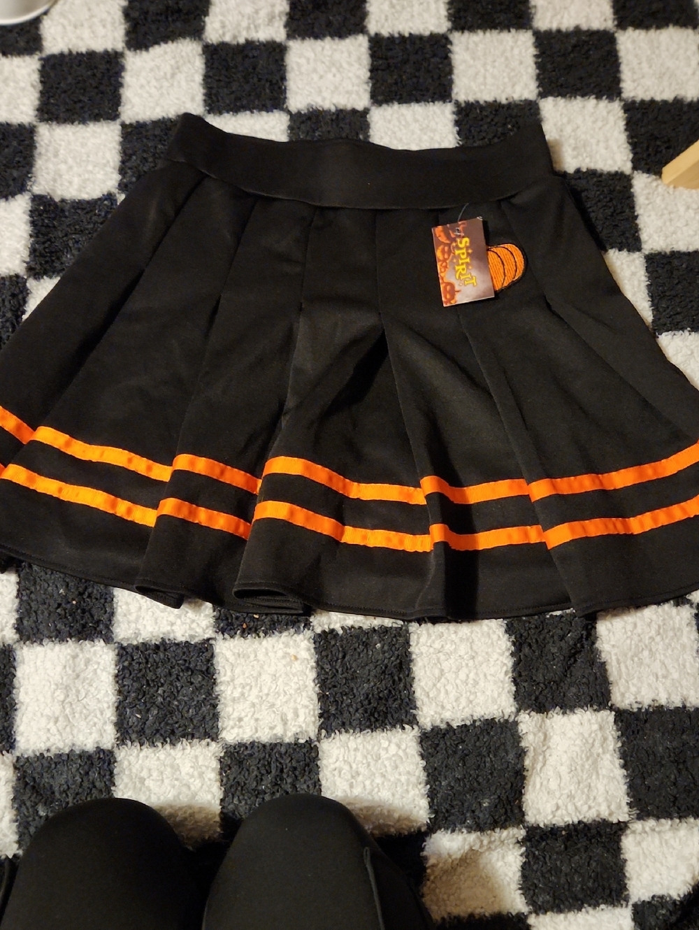 Hot Topic Black Circle Skirt with Orange Stripe Trim